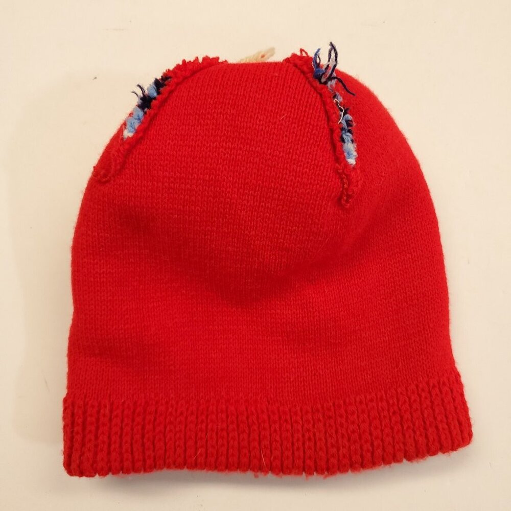 VTG Wigwam Mills Beanie Pom Ski Hat Creslan Acrylic Made in USA Red White Blue - Picture 5 of 8